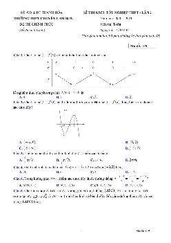 Đề KSCL Toán thi tốt nghiệp THPT 2021 lần 2 trường chuyên Lam Sơn – Thanh Hóa