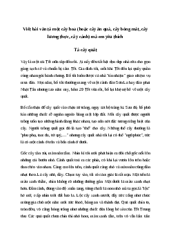 Viết bài văn tả một cây hoa (hoặc cây ăn quả, cây bóng mát, cây lương thực, cây cảnh) mà em yêu thích| Văn mẫu Tiếng việt 10| Cánh diều
