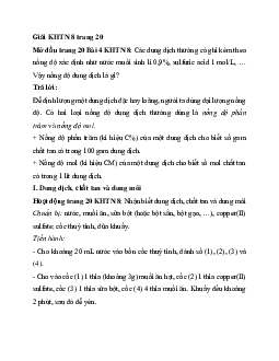 Giải Khoa học tự nhiên 8 bài 4: Dung dịch và nồng độ | Kết nối tri thức