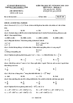 Đề kiểm tra học kỳ 1 Toán 11 năm 2018 – 2019 trường Phước Vĩnh – Bình Dương