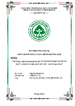 Tiểu luận “Vận dụng ý nghĩa phương pháp luận của mối quan hệ giữa vật chất và ý thức"