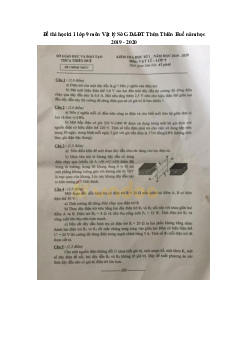 Đề thi học kì 1 lớp 9 môn Vật lý Sở GD&ĐT Thừa Thiên Huế năm học 2019 - 2020
