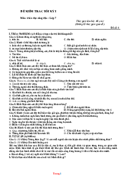 Đề kiểm tra học kì 1 GDCD 7 năm 2021-2022 (có đáp án và ma trận)