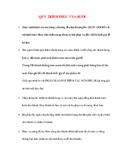 Tài liệu về quy trình dịch vụ 6 bước trong nhà hàng quy chuẩn
