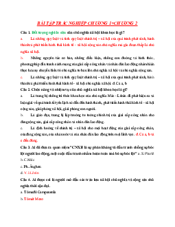 Bài tập trắc nghiệm môn Chủ nghĩa xã hội khoa học theo từng chương có đáp án