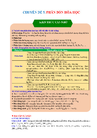 CHUYÊN ĐỀ 5 PHÂN BÓN HÓA HỌC