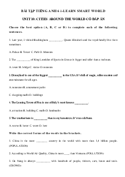 Bài tập i-Learn Smart World 6 unit 10 Cities around the world số 1 - Smart World