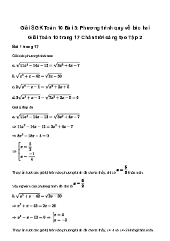 Giải Toán 10 Bài 3: Phương trình quy về bậc hai | Chân trời sáng tạo