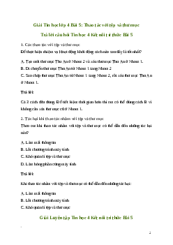 Giải Tin học lớp 4 Bài 5: Thao tác với tệp và thư mục | Kết nối tri thức