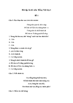Bài tập ôn hè môn Tiếng Việt lớp 1 (33 đề) | Kết nối tri thức