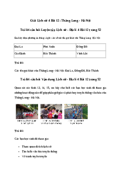 Giải Lịch sử Địa lí lớp 4 Bài 12: Thăng Long - Hà Nội| Chân trời sáng tạo