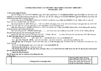 Kế hoạch dạy học lớp 4 môn Toán | Kết nối tri thức