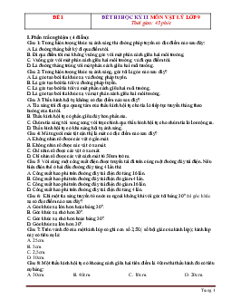 TOP 11 đề thi học kỳ II môn vật lý 9 (có lời giải)