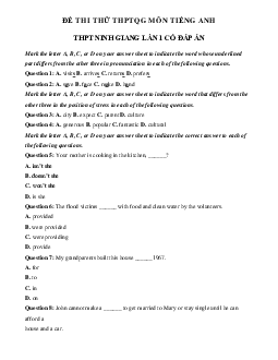 Đề thi thử THPT Quốc gia 2023 môn Tiếng Anh lần 1 trường THPT Ninh Giang (có đáp án)