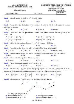 Đề thi thử tốt nghiệp THPT 2020 môn Toán trường Yên Phong 2 – Bắc Ninh