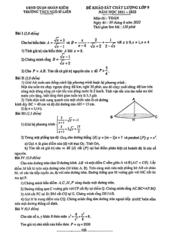 Đề khảo sát Toán 9 năm 2021 – 2022 trường THCS Ngô Sĩ Liên – Hà Nội
