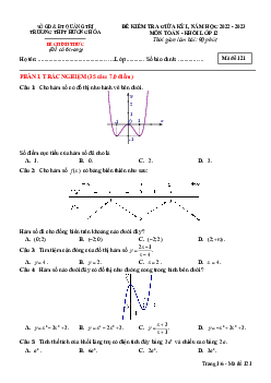 Đề giữa kỳ 1 Toán 12 năm 2022 – 2023 trường THPT Hướng Hóa – Quảng Trị