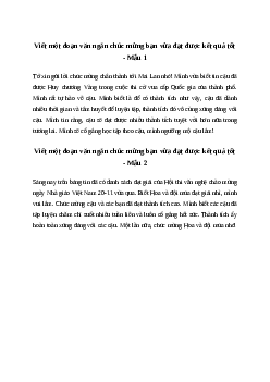 Viết đoạn văn chúc mừng bạn vừa đạt được kết quả tốt trong học tập (hoặc hoạt động văn nghệ, thể thao) | Văn mẫu Tiếng việt 4| Cánh diều