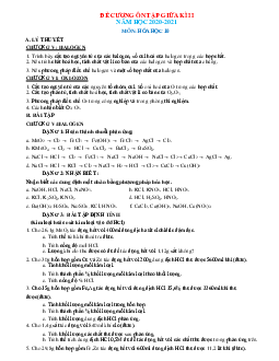 Đề cương ôn tập môn Hóa 11 giữa học kỳ 2 năm học 2020-2021