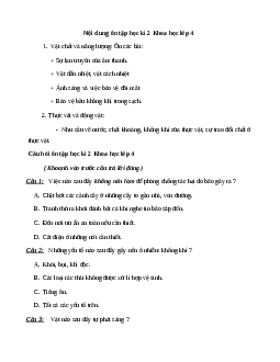 Đề cương ôn tập học kì 2 môn Khoa học lớp 4 năm 2019 - 2020