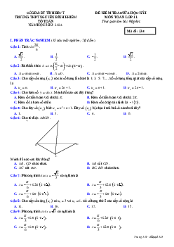 Đề giữa học kỳ 1 Toán 11 năm 2023 – 2024 trường THPT Nguyễn Bỉnh Khiêm – BR VT