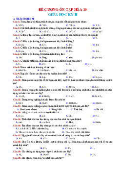 Đề cương ôn thi GK2 Hóa 10 năm học 2021-2022