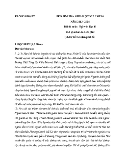 Giải đề thi giữa học kì 2 môn Ngữ văn lớp 10 năm 2023 - 2024 (Sách mới) | Kết Nối Tri Thức đề 6