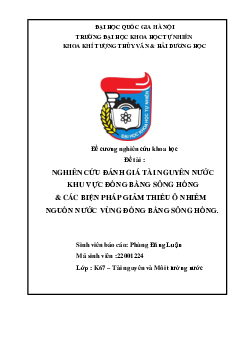 Tiểu luận "Nghiên cứu đánh giá tài nguyên nước khu vực đồng bằng sông Hồng "