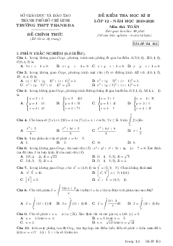 Đề thi học kì 2 Toán 12 năm 2019 – 2020 trường THPT Thanh Đa – TP HCM