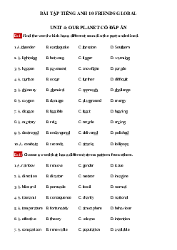Bài tập tiếng Anh lớp 10 unit 4 Our planet Friends Global