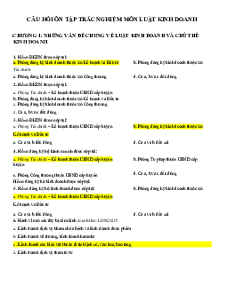Câu hỏi trắc nghiệm ôn tập môn Luật Kinh doanh có đáp án