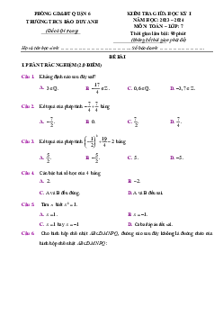 Đề giữa kỳ 1 Toán 7 năm 2023 – 2024 trường THCS Đào Duy Anh – TP HCM