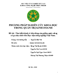 Tìm hiểu hành vi tiêu dùng sản phẩm nước uốngcó ga của sinh viên Học viện nông nghiệp Việt Nam | Học viện Nông nghiệp Việt Nam