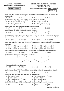 Đề giữa kì 2 Toán 12 năm 2022 – 2023 trường THPT Trần Hưng Đạo – Nam Định