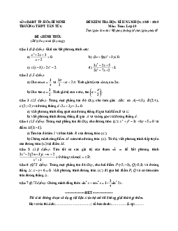 Đề thi học kì 2 Toán 10 năm 2019 – 2020 trường Trần Cao Vân – TP HCM