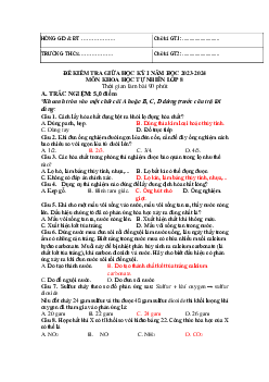 Đề thi giữa học kì 1 môn Khoa học tự nhiên 8 năm 2023 - 2024 sách Cánh diều - Đề 4