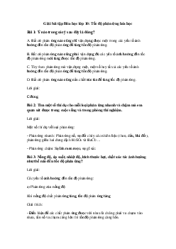 Giải bài tập trang 153, 154 SGK Hóa học lớp 10: Tốc độ phản ứng hóa học