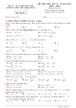 Đề thi học kì 2 Toán 10 năm 2019 – 2020 trường THPT Thủ Khoa Huân – TP HCM