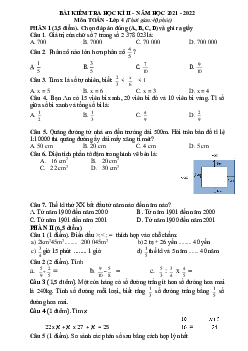 Đề thi Toán lớp 4 cuối học kì 2 năm 2024 Có đáp án Tải nhiều