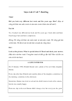 Giải Tiếng Anh 6 Unit 7: Reading - Friends Plus