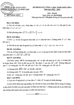 Đề học sinh giỏi Toán 9 năm 2022 – 2023 phòng GD&ĐT Hoàn Kiếm – Hà Nội (vòng 1)
