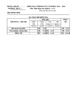 Đề thi học kì 1 môn Hoạt động trải nghiệm hướng nghiệp 6 năm 2023 - 2024 sách Kết nối tri thức với cuộc sống | đề 3