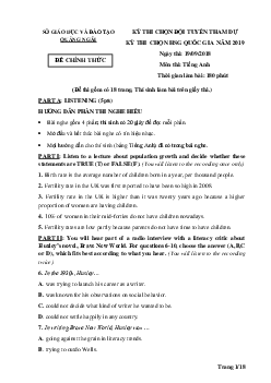 Kì thi chọn đội tuyển chính thức dự thi HSG quốc gia lớp 12 THPT Đà Nẵng năm học 2018-2019 môn thi Tiếng Anh