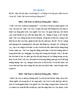 Văn mẫu lớp 8: Đoạn văn trình bày quan điểm của em về vấn đề Nước Việt Nam ta nhỏ hay không nhỏ? Ngữ Văn 8 | Cánh diều