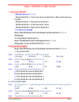 Tóm tắt lý thuyết và bài tập trắc nghiệm chuyên đề dấu hiệu chia hết