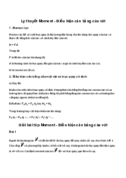 Vật lí 10 Chân trời sáng tạo Bài 14: Moment - Điều kiện cân bằng của vật