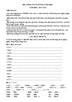 Đề cương ôn tập học kì 2 môn Toán 3 | Kết nối tri thức