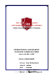 Bài tập lớn Quản trị đa văn hóa - Quản trị học | Trường Đại học Kinh tế, Đại học Quốc gia Hà Nội