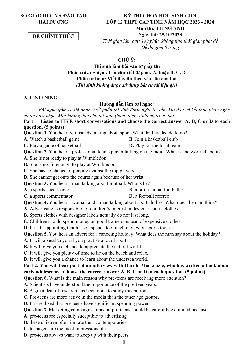 Đề thi chọn HSG Tiếng Anh 12 tỉnh Hải Dương năm học 2023-2024 (có đáp án)