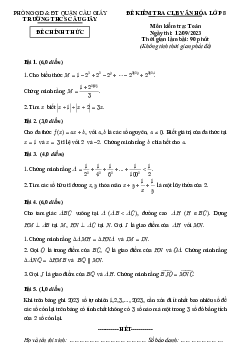 Đề kiểm tra CLB Toán 8 năm 2023 – 2024 trường THCS Cầu Giấy – Hà Nội